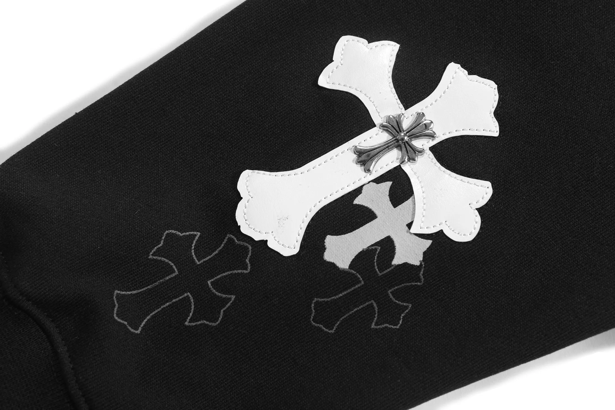 P270 Chrome Hearts Cross Slogan Metal Round Neck Sweatshirt Size: SMLXL Color: White Black
